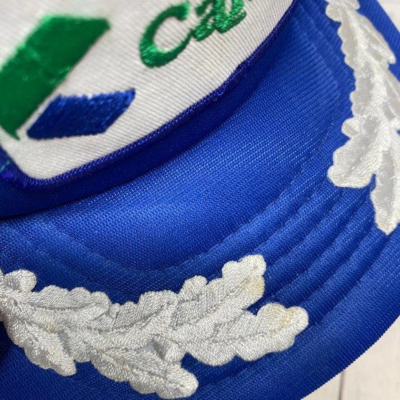 Vintage Trucker Hat Mesh Leaf Blue CANTERRA Embroidered Logo Patch One Size All - Picture 11 of 11